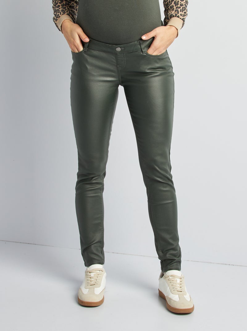 Pantalon grossesse avec bandeau élastique Kaki - Kiabi