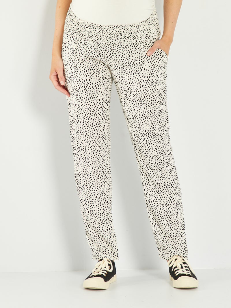 Pantalon grossesse fluide et léger Blanc imprimé - Kiabi