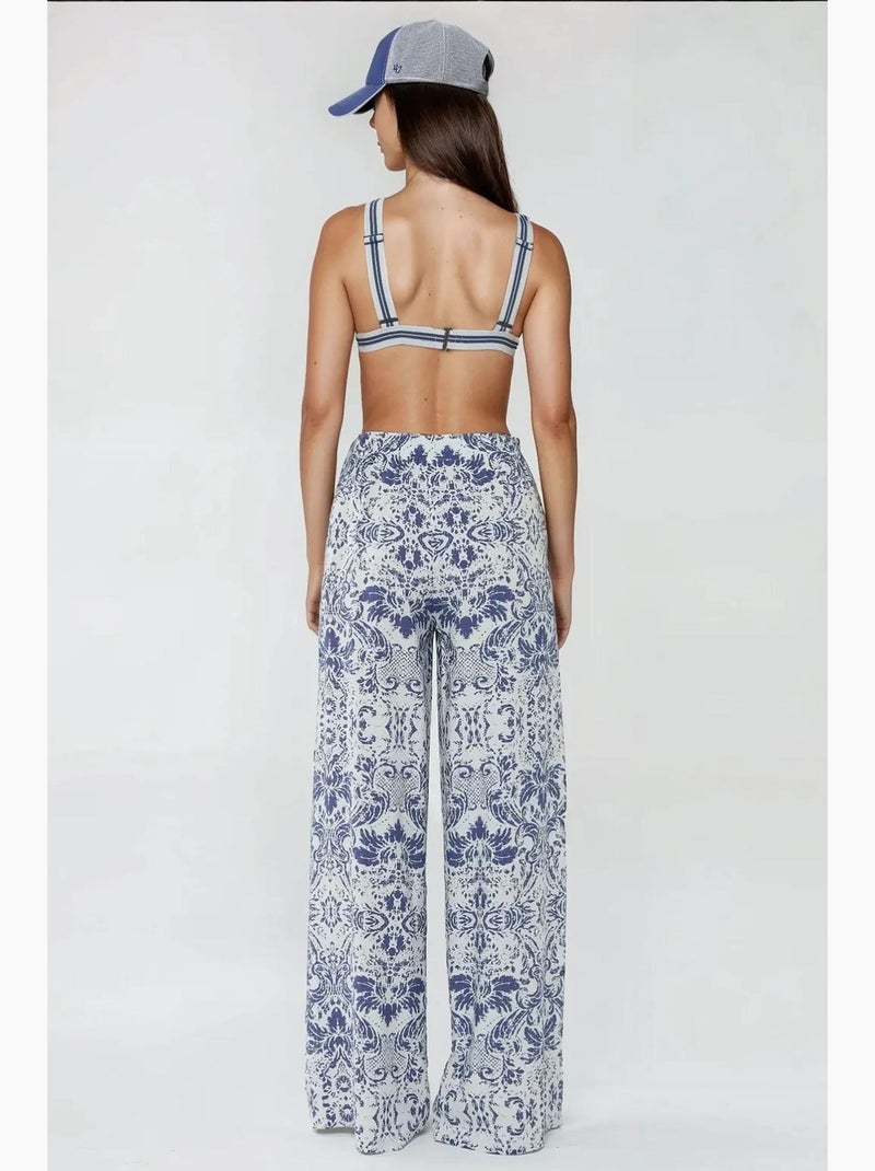 Pantalon imprimé à taille élastique et jambes larges hiccup Blanc - Kiabi