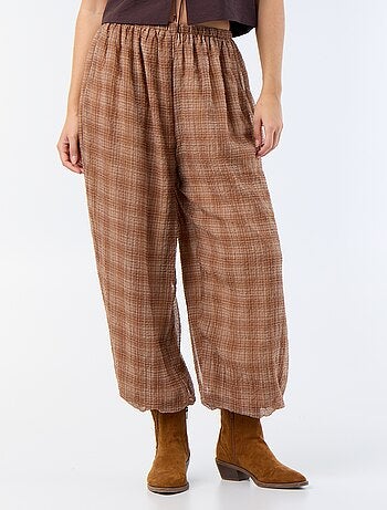 Pantalon imprimé fluide forme ballon femme