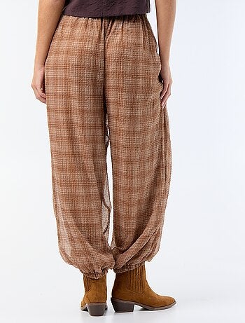 Pantalon imprimé fluide forme ballon femme