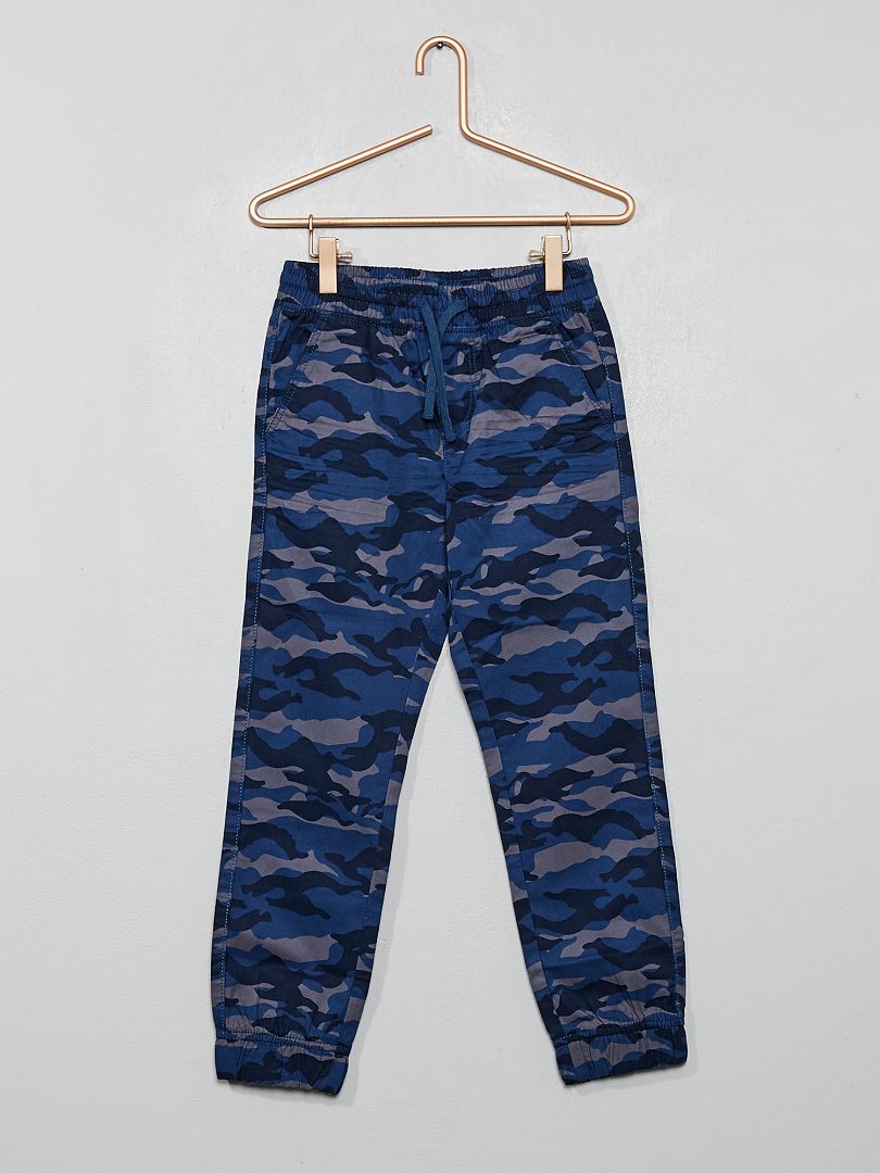 Pantalon imprimé 'camouflage' bleu/gris - Kiabi