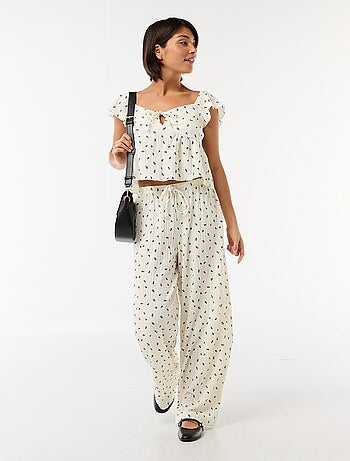 Pantalon imprimé en maille crinkle