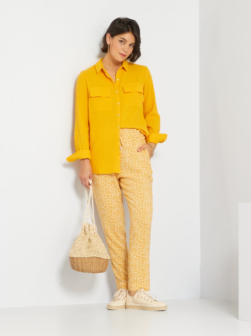 Pantalon imprimé fantaisie Jaune - Kiabi