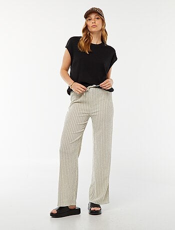 Pantalon jambes larges avec imprimé rayé