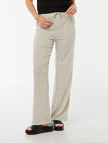 Pantalon jambes larges avec imprimé rayé
