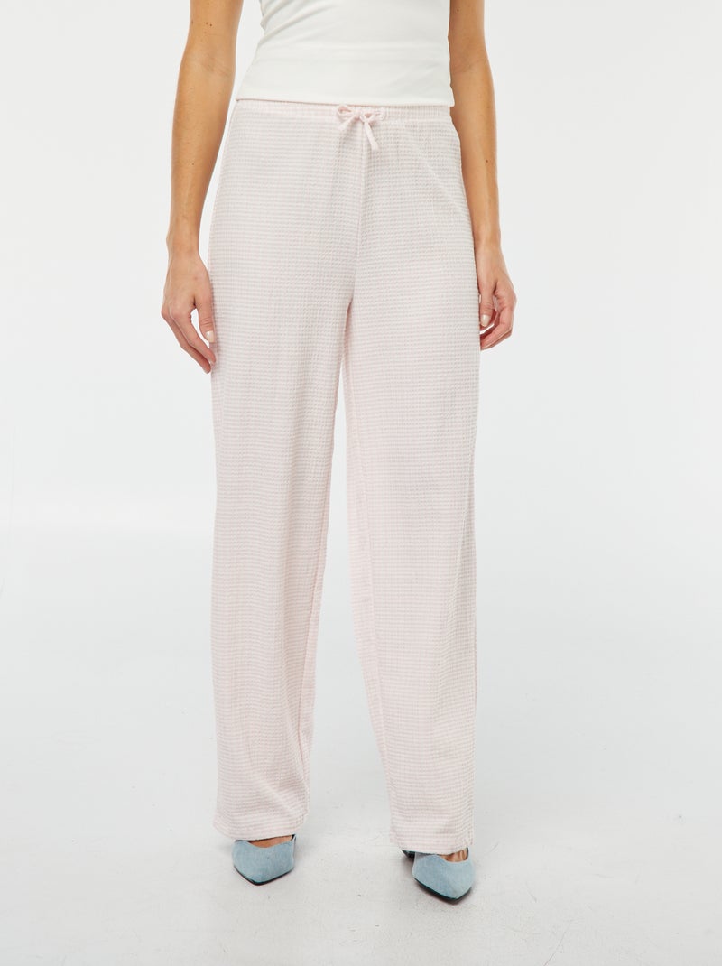 Pantalon jambes larges avec imprimé vichy Rose - Kiabi