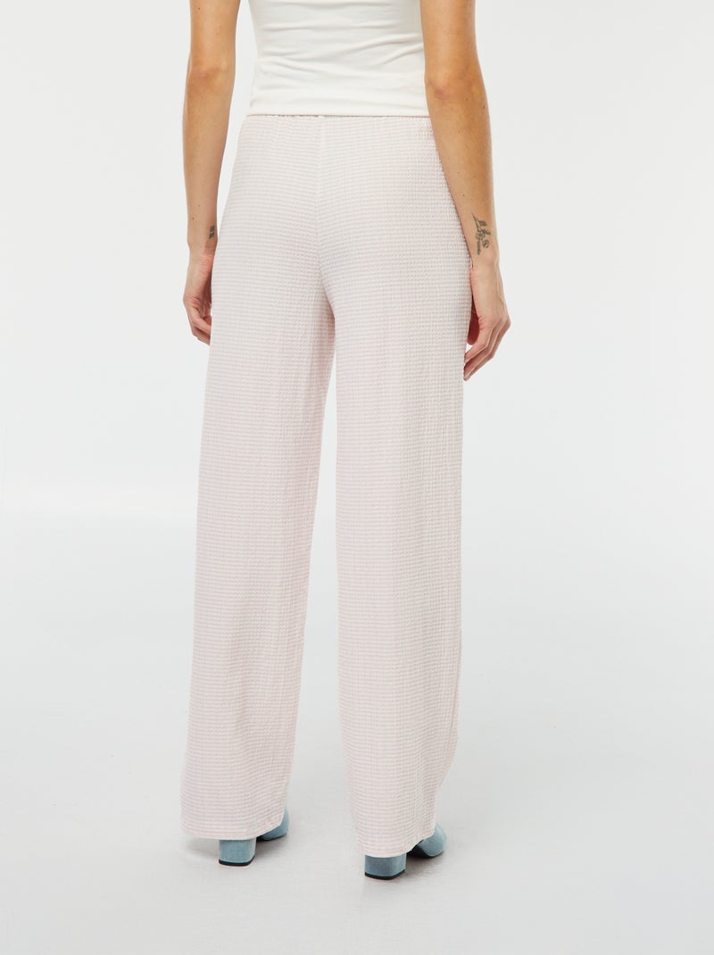 Pantalon jambes larges avec imprimé vichy Rose - Kiabi