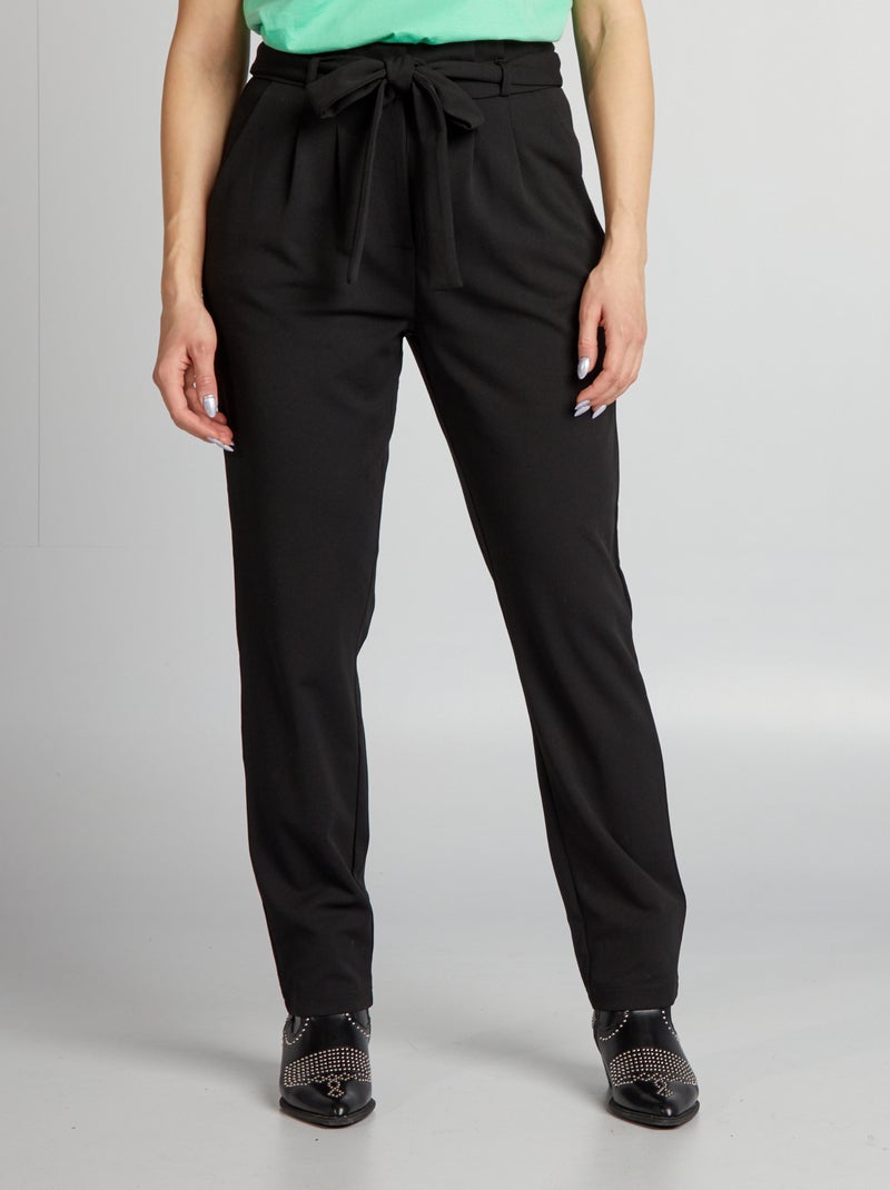Pantalon 'JDY' taille haute noir - Kiabi