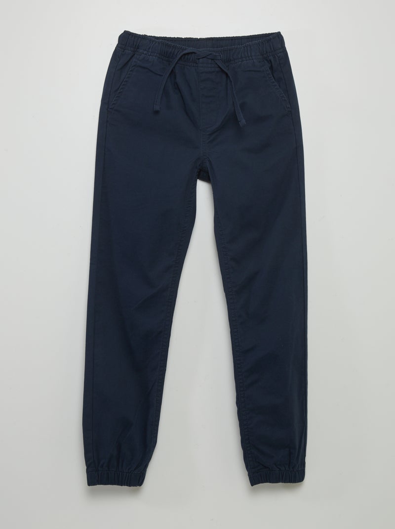 Pantalon jogger avec taille élastiquée bleu marine - Kiabi