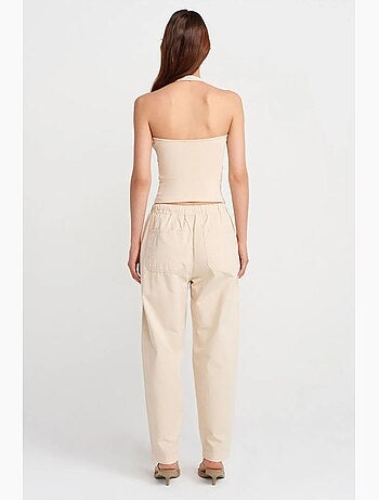 Pantalon jogger droit en popeline de coton dilvin