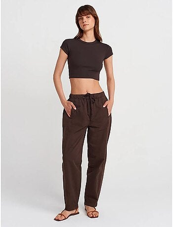 Pantalon jogger droit en popeline de coton dilvin