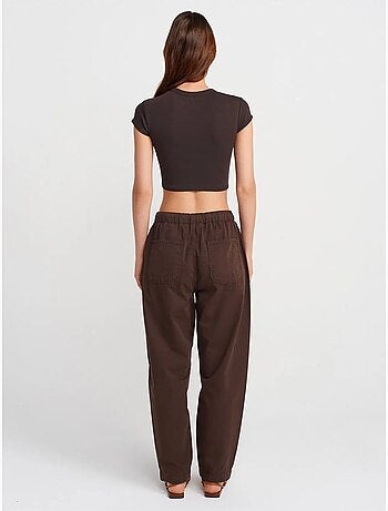 Pantalon jogger droit en popeline de coton dilvin