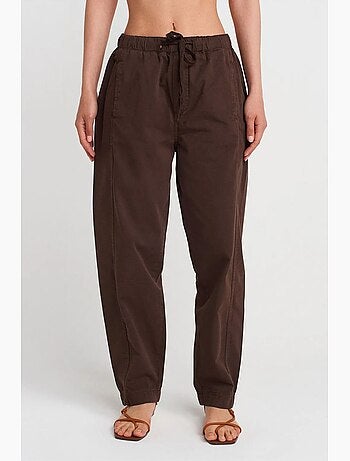 Pantalon jogger droit en popeline de coton dilvin
