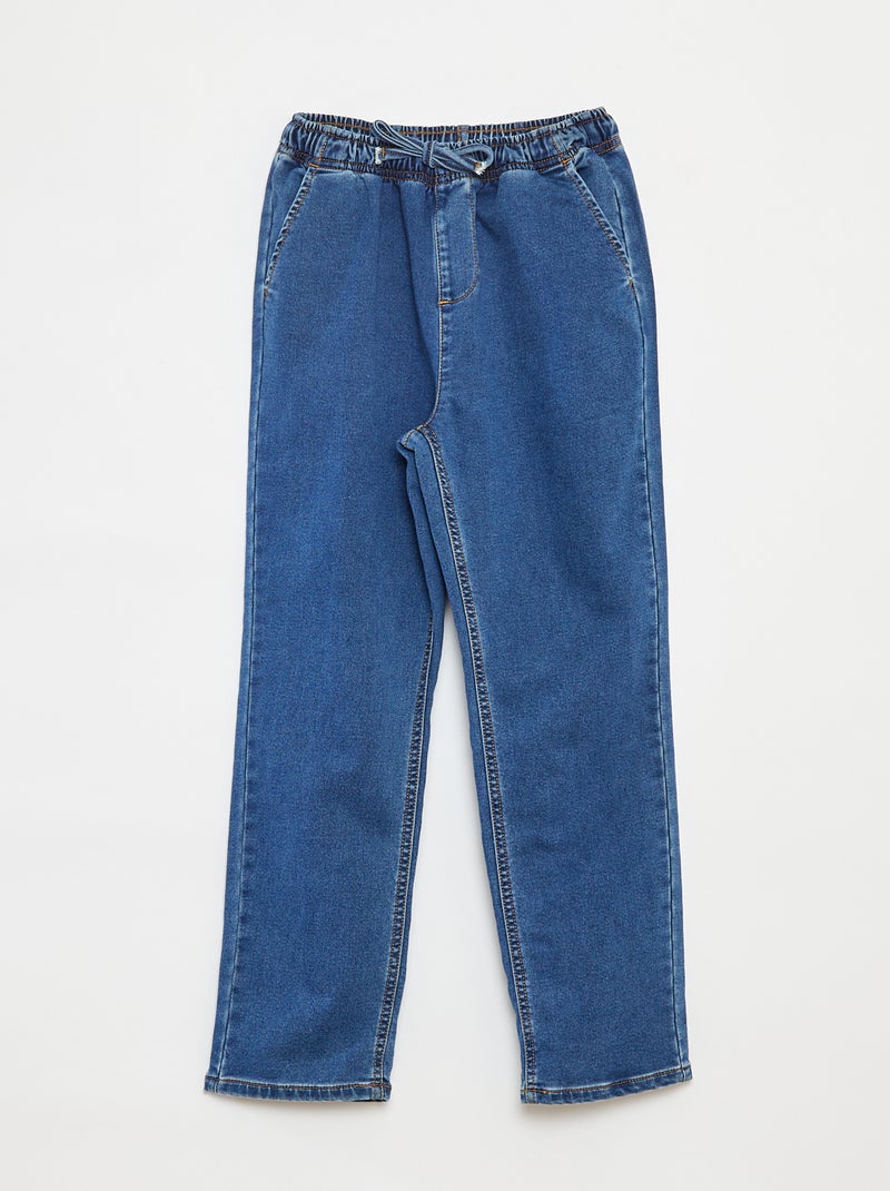 Pantalon jogger en denim avec taille élastiquée Bleu - Kiabi