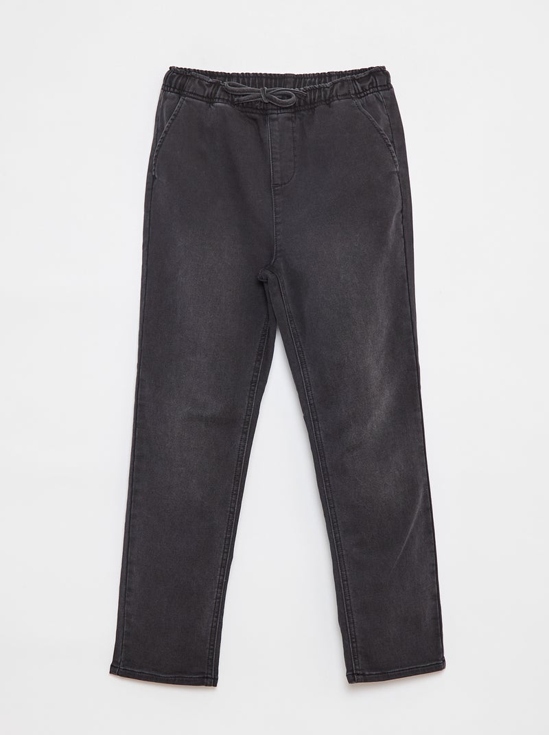 Pantalon jogger en denim avec taille élastiquée Gris - Kiabi