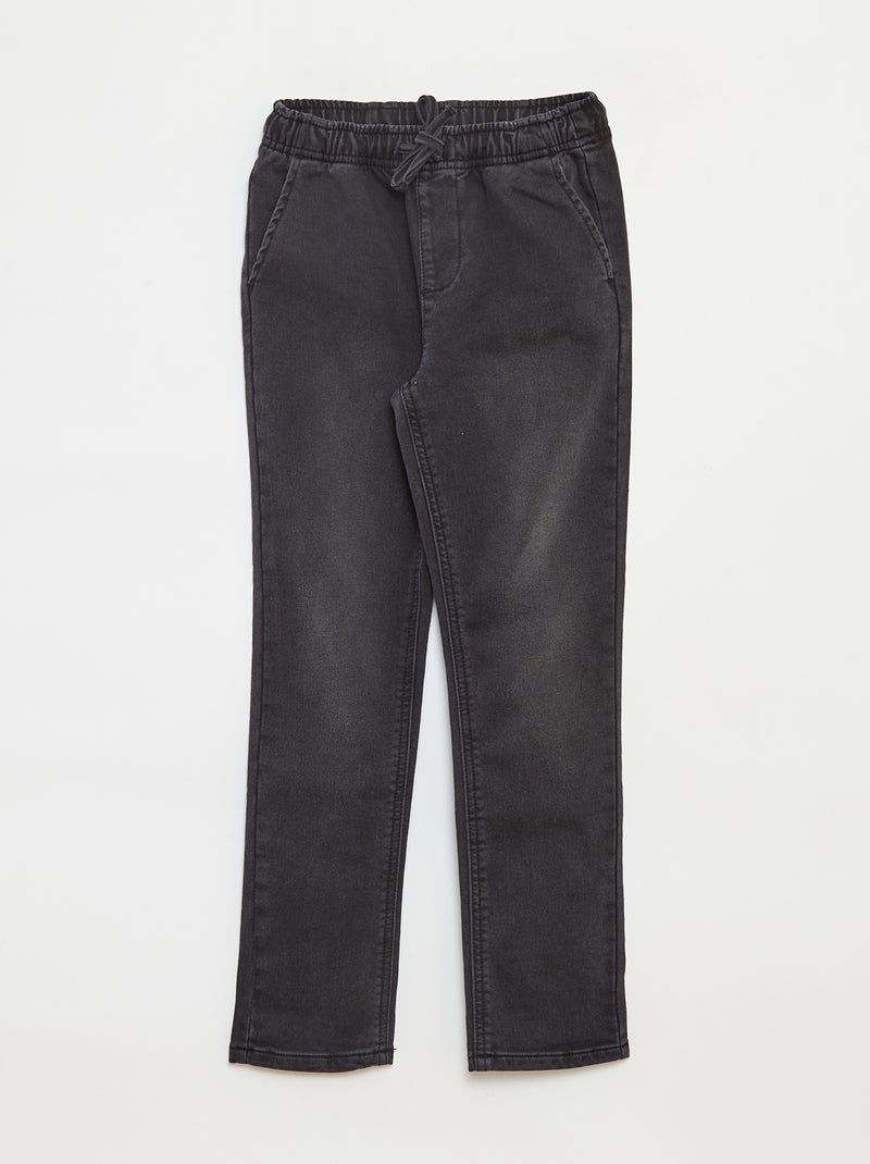 Pantalon jogger en denim avec taille élastiquée Gris - Kiabi