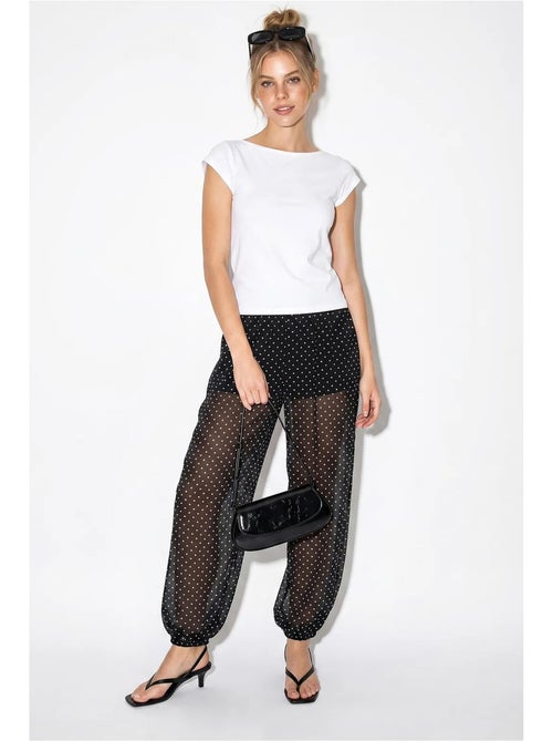 Pantalon jogger en mousseline à pois lucci - Kiabi Pantalon jogger en mousseline à pois lucci - Kiabi