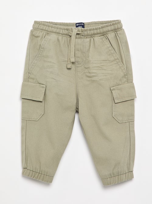 Pantalon jogger en twill avec poches à rabat - Kiabi