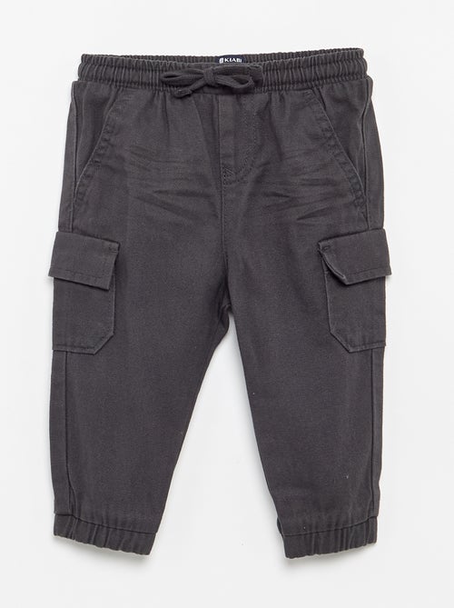 Pantalon jogger en twill avec poches à rabat - Kiabi