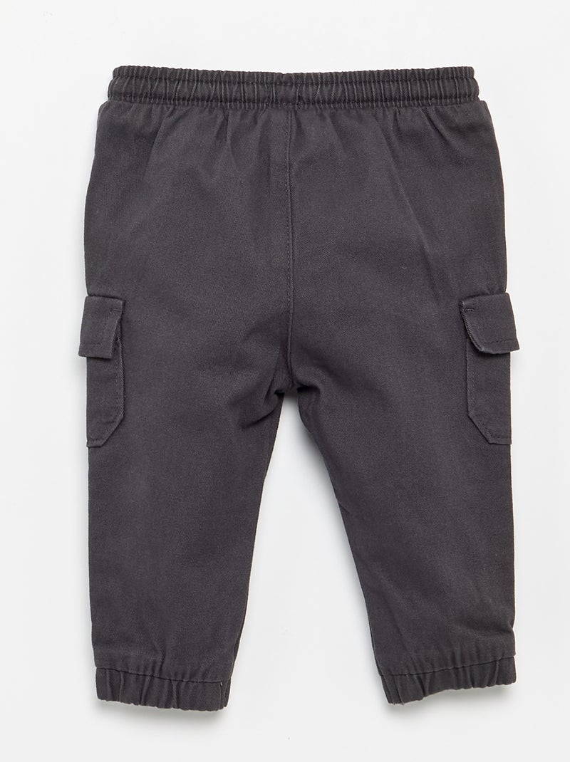 Pantalon jogger en twill avec poches à rabat Noir - Kiabi