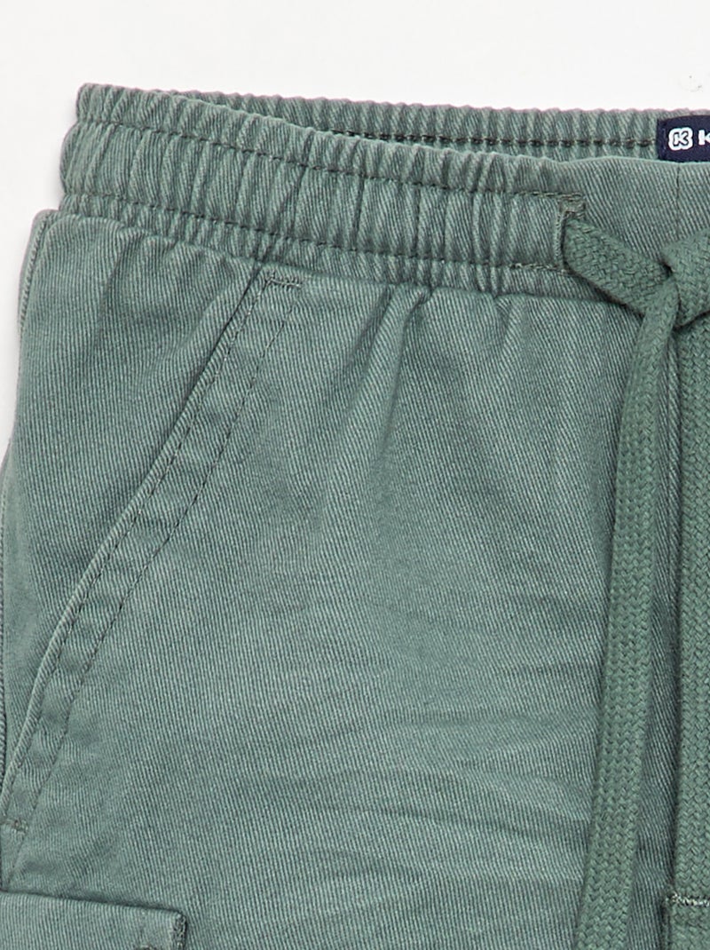 Pantalon jogger en twill avec poches à rabat Vert - Kiabi