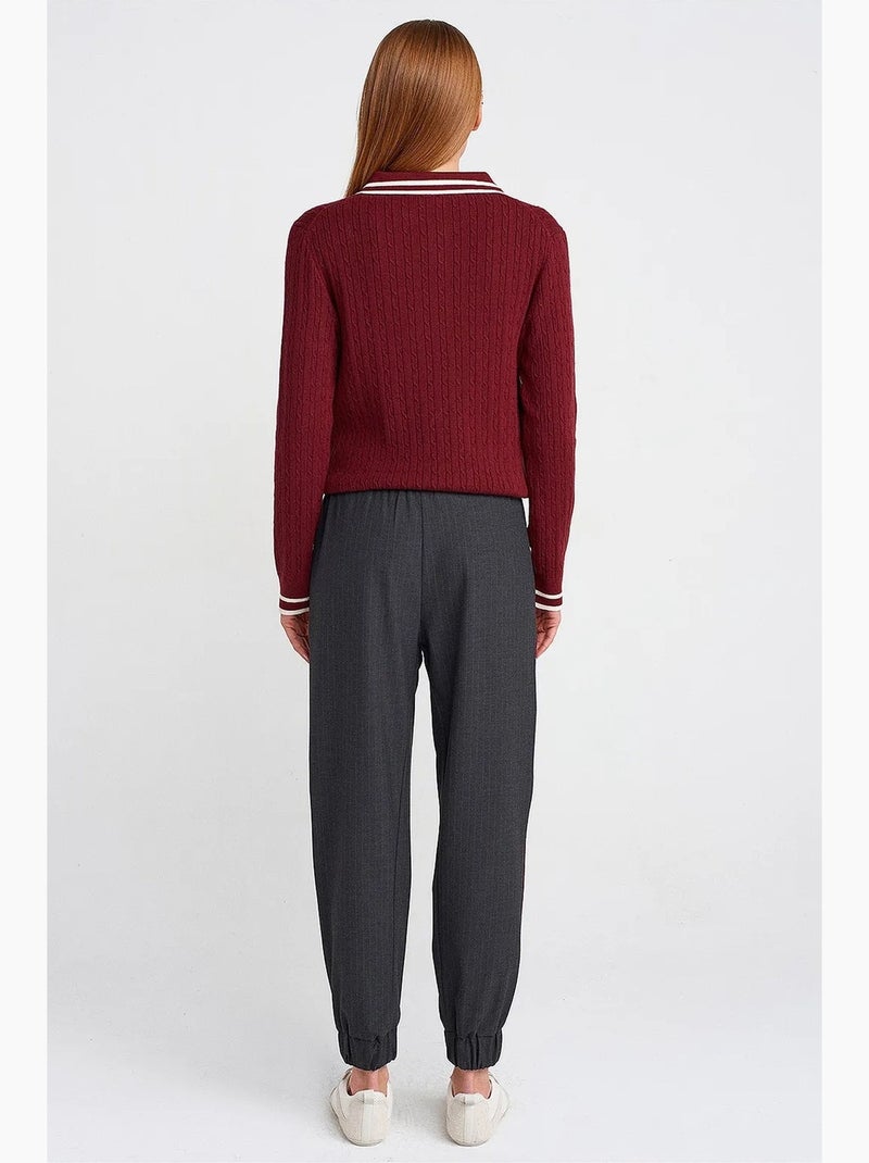 Pantalon jogger femme à taille élastique dilvin Gris Noir - Kiabi