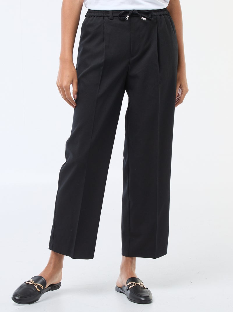 Pantalon jogger femme en chaîne et trame lourd Noir - Kiabi