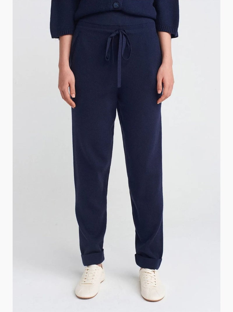 Pantalon jogger femme en maille lurex dilvin Bleu marine - Kiabi