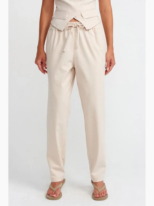 Pantalon jogger femme en mélange de lin dilvin - Kiabi Pantalon jogger femme en mélange de lin dilvin - Kiabi