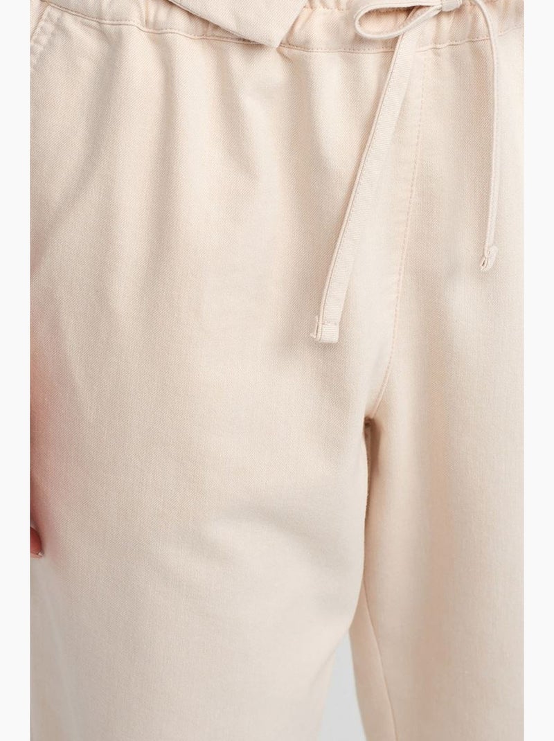 Pantalon jogger femme en mélange de lin dilvin Crème - Kiabi