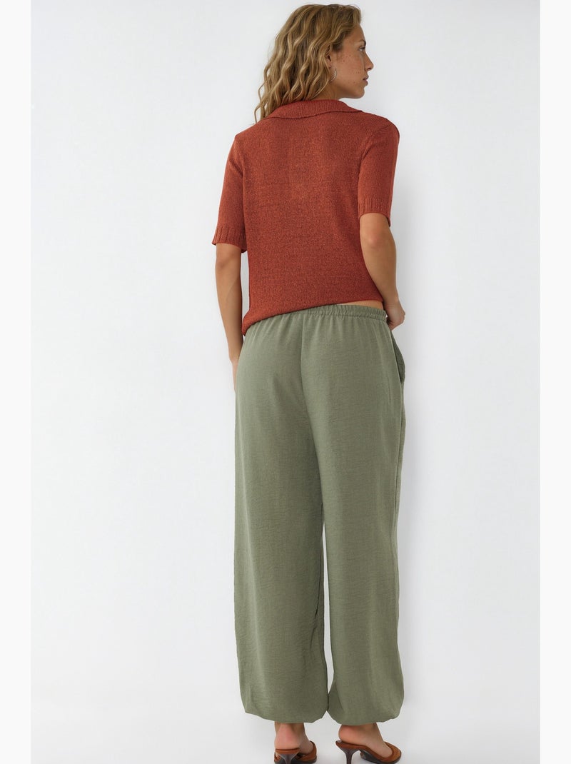 Pantalon jogger femme texturé busem Kaki - Kiabi