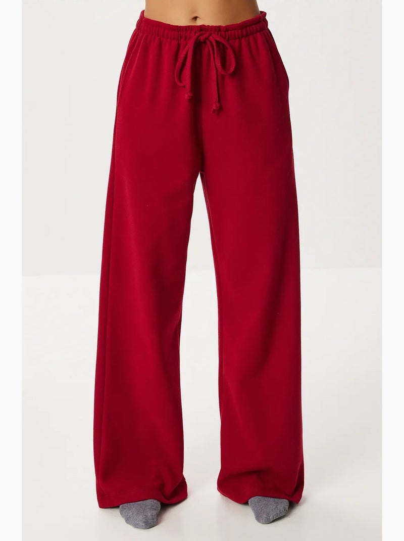 Pantalon jogger jambe large avec fermeture à cordon istanbul Rouge grenat - Kiabi