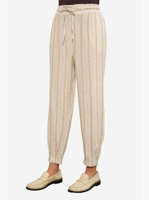 Pantalon jogger rayé en mélange de lin bdart - Kiabi Pantalon jogger rayé en mélange de lin bdart - Kiabi