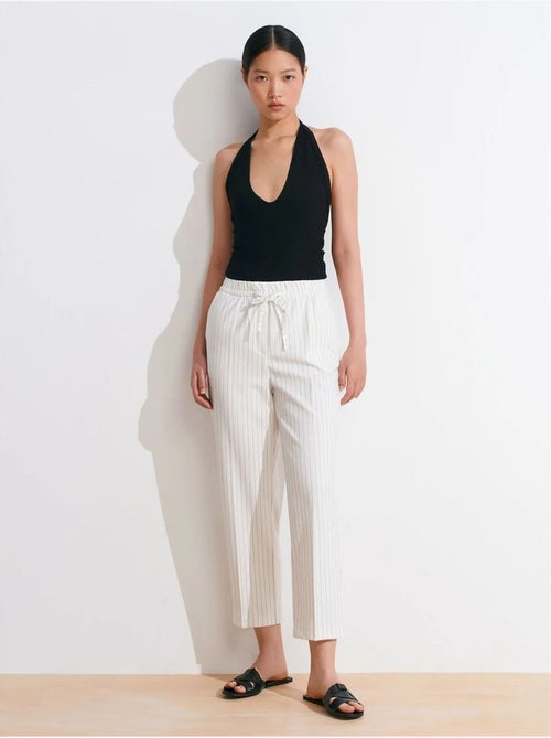 Pantalon jogger tissé à rayures, jambe droite dilvin - Kiabi Pantalon jogger tissé à rayures, jambe droite dilvin - Kiabi