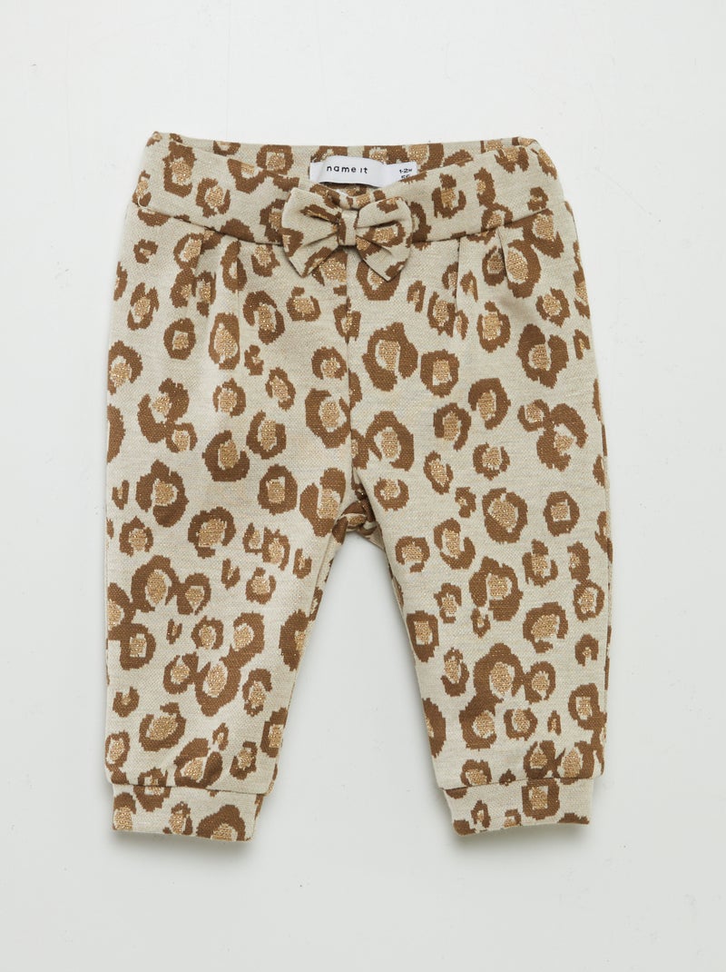 Pantalon jogging à motif léopard doré Beige - Kiabi