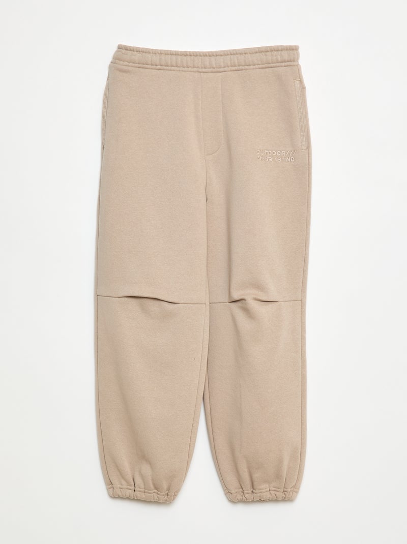 Pantalon jogging avec inscription brodée Beige - Kiabi