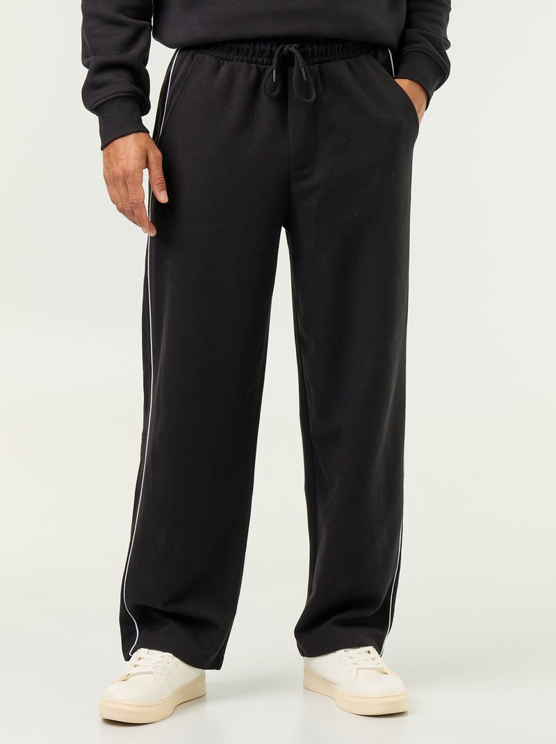 Pantalon jogging avec liserés Noir - Kiabi