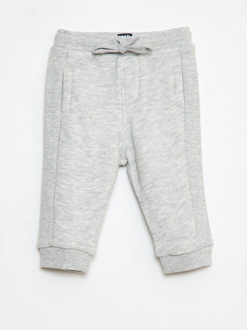 Pantalon jogging chiné en french terry Gris - Kiabi