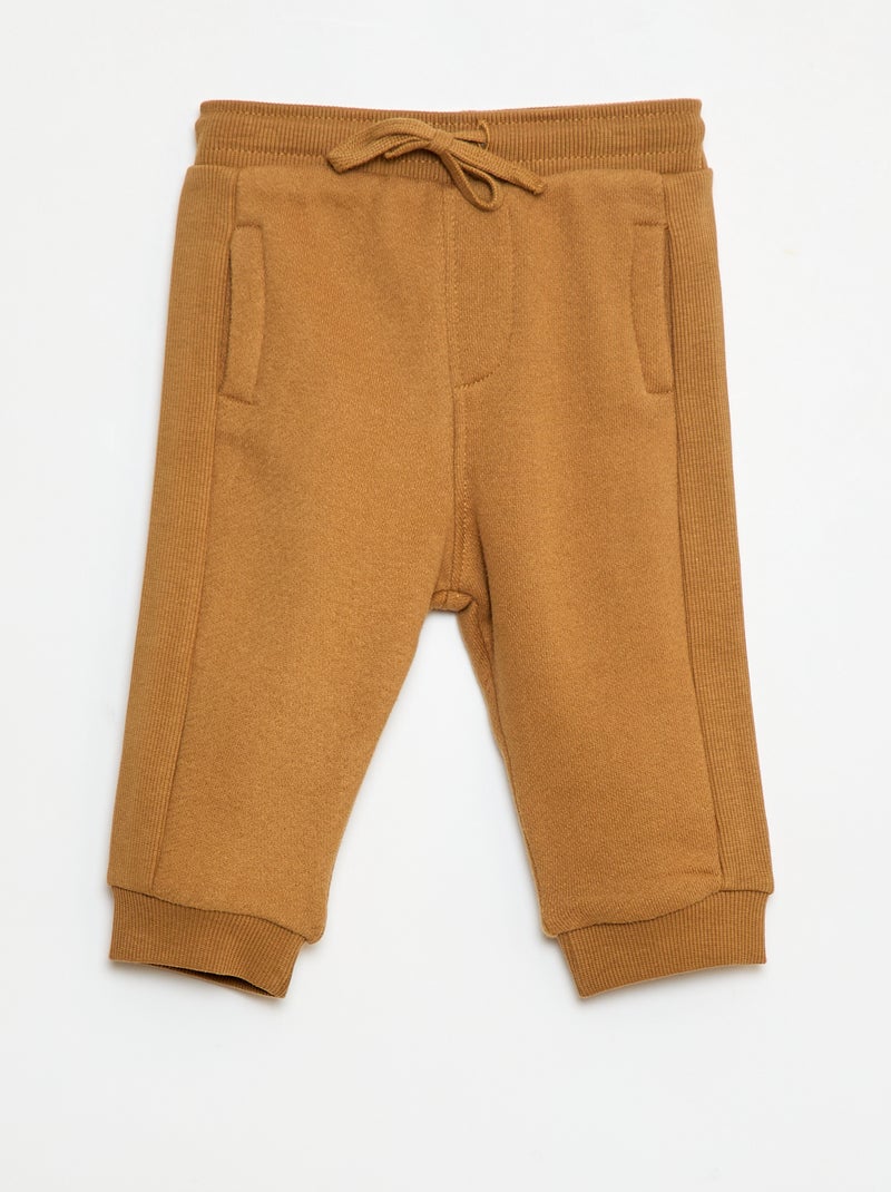 Pantalon jogging chiné en french terry Marron - Kiabi