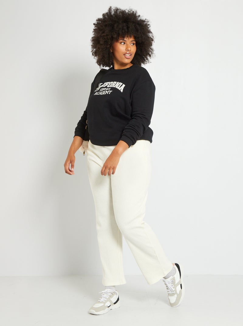 Pantalon jogging côtelé BLANC - Kiabi