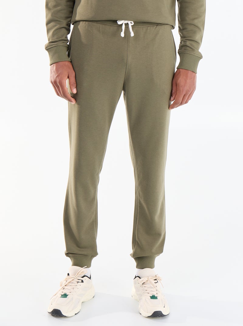 Pantalon jogging en French Terry Kaki - Kiabi