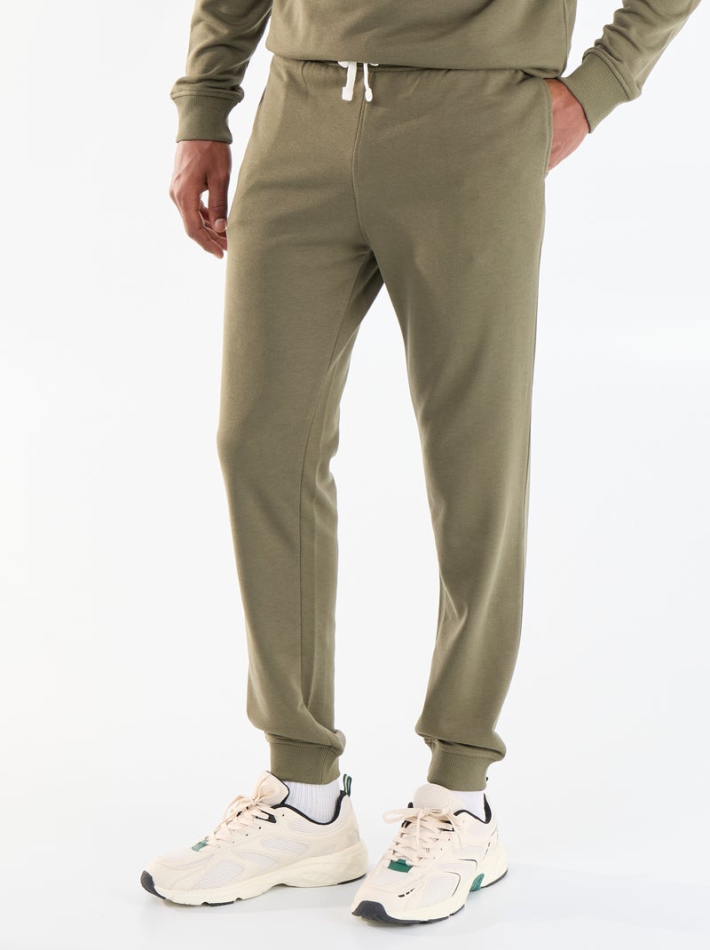Pantalon jogging en French Terry Kaki - Kiabi