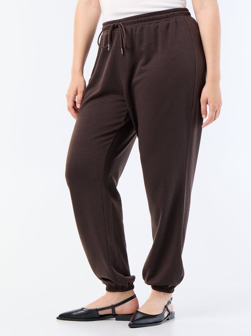 Pantalon jogging en french terry Marron - Kiabi