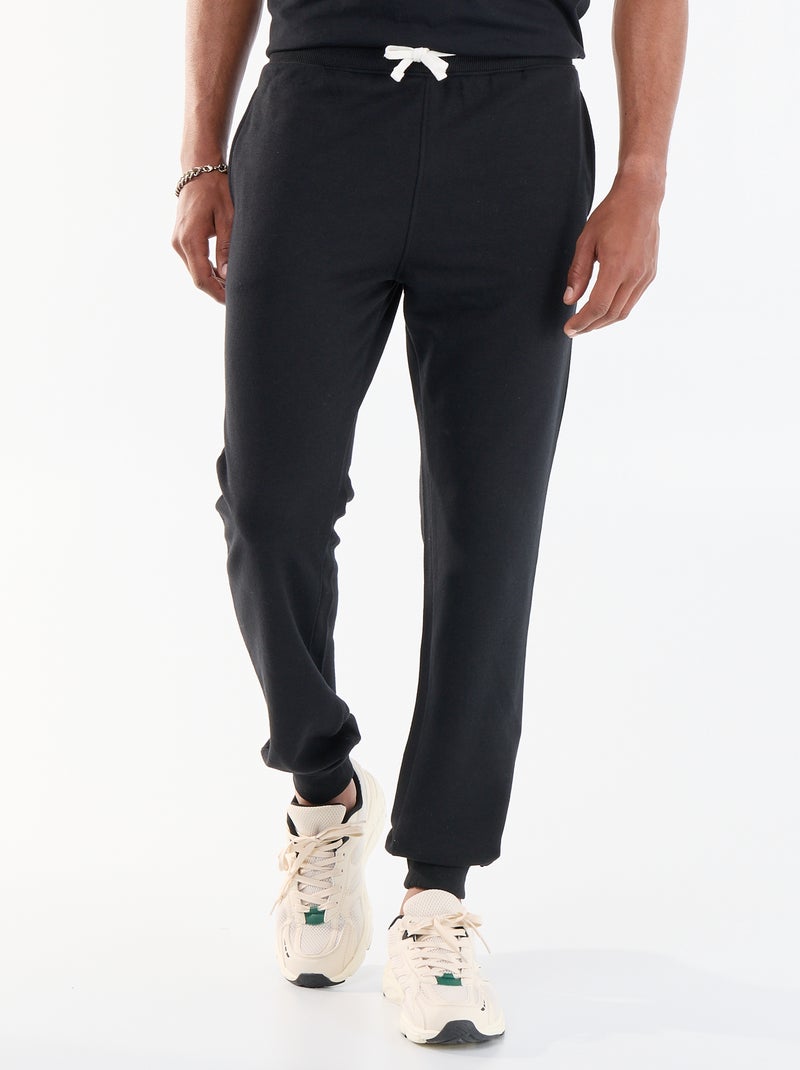 Pantalon jogging en French Terry Noir - Kiabi