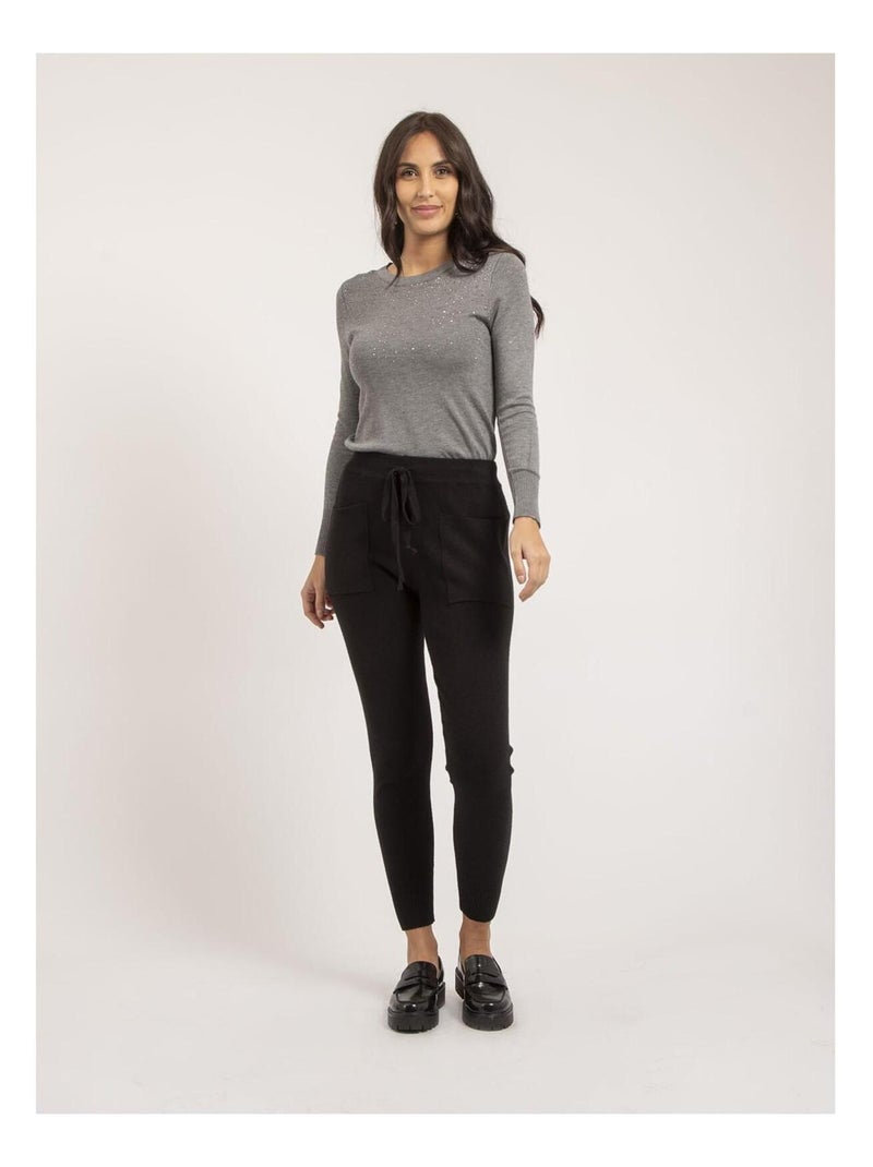 Pantalon jogging en maille elsa Noir - Kiabi