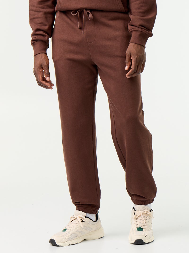 Pantalon jogging en molleton uni Marron - Kiabi