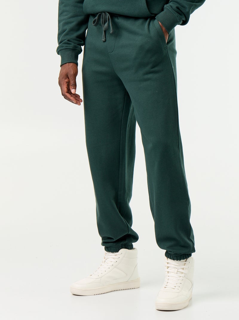 Pantalon jogging en molleton uni Vert - Kiabi