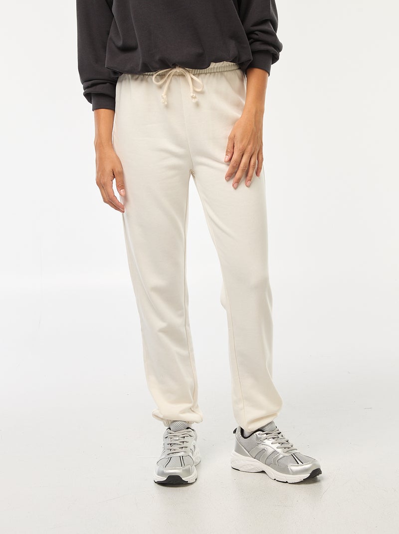 Pantalon jogging femme French terry Blanc - Kiabi