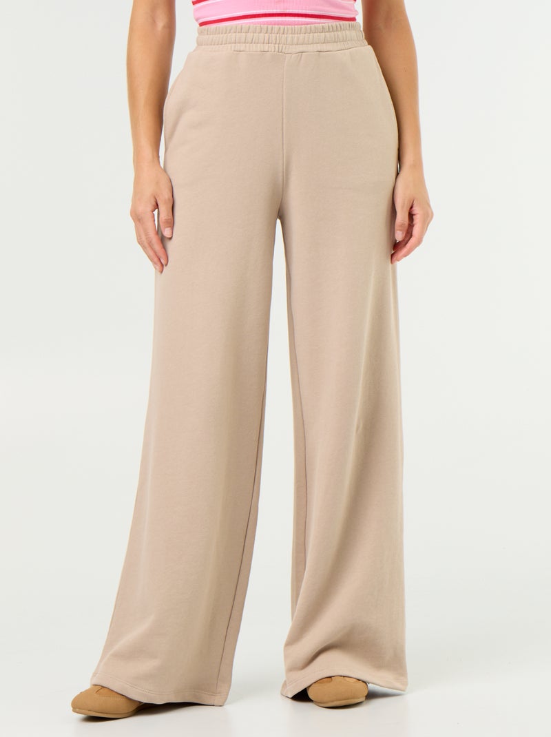 Pantalon jogging large en maille lourde Beige - Kiabi